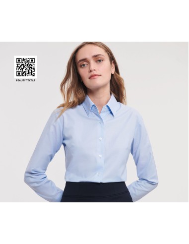 RUS-0R932F0-Ladies' Long Sleeve Tailored Oxford Shirt